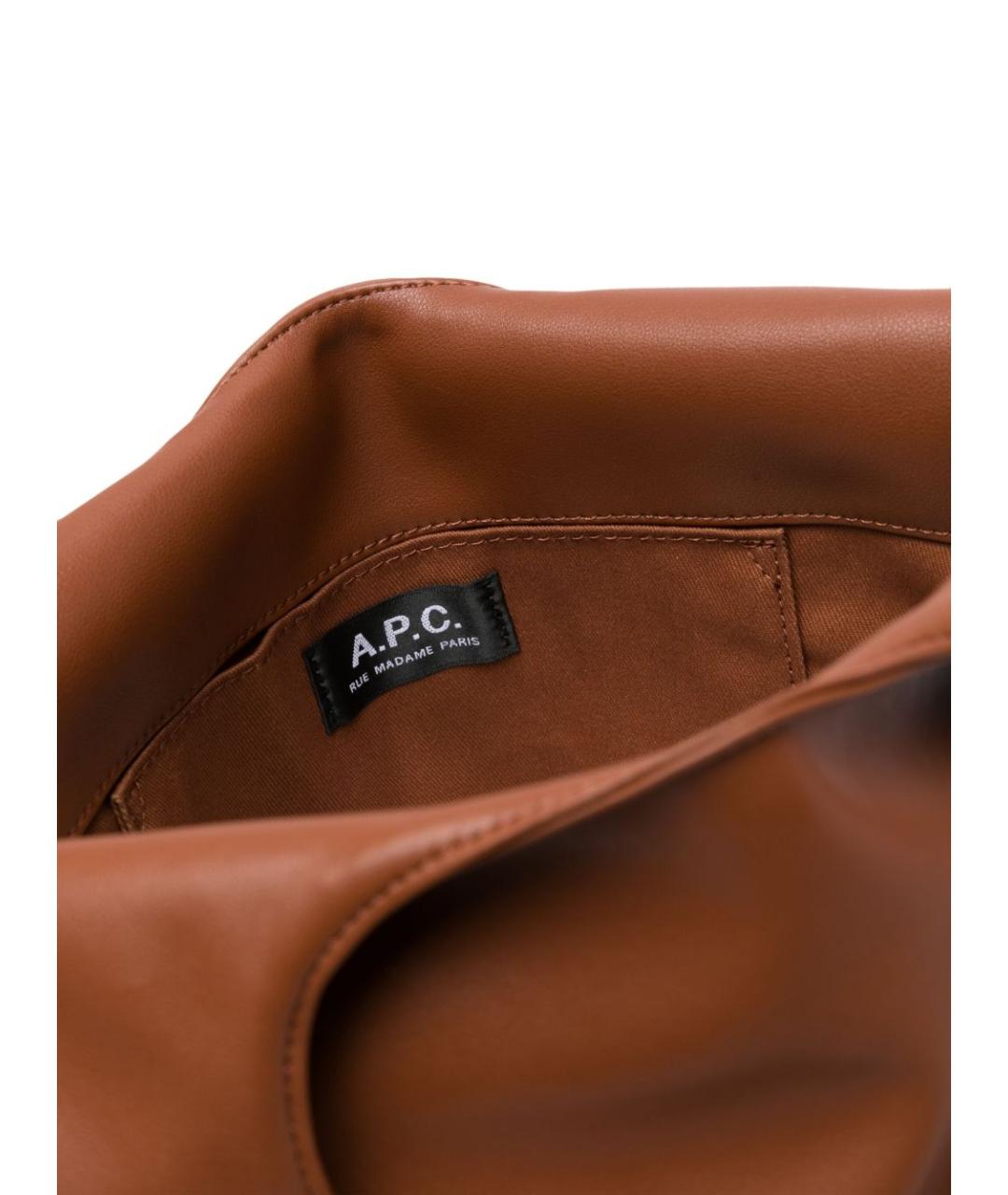 A.P.C. Коричневая сумка с короткими ручками из искусственной кожи, фото 5
