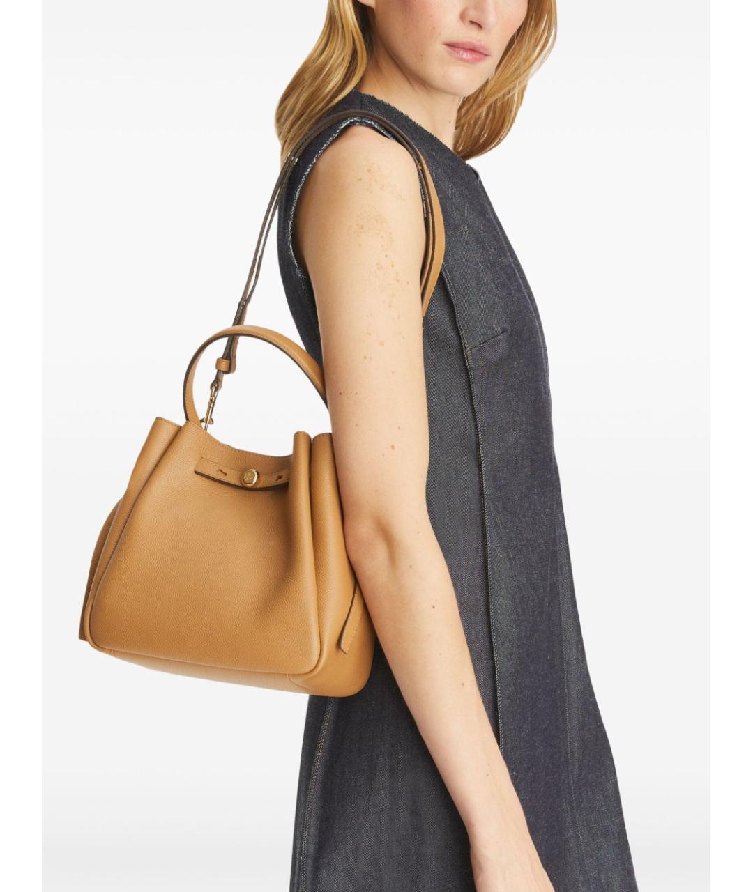 TORY BURCH Коричневая кожаная сумка тоут, фото 2