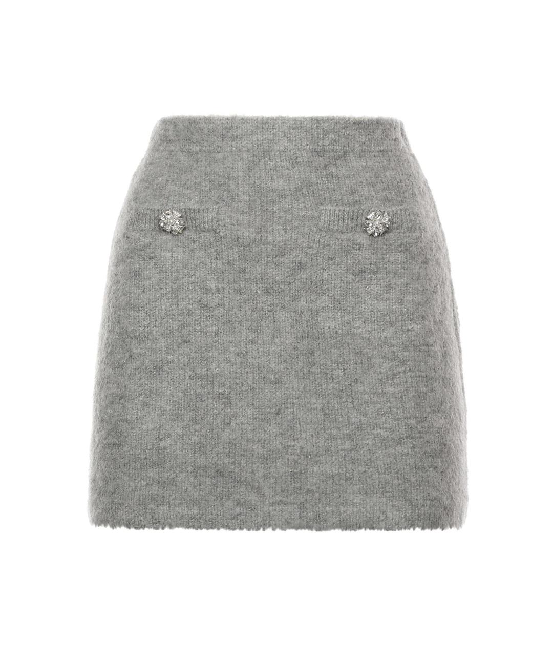 SELF-PORTRAIT Серая полиэстеровая юбка мини, фото 1