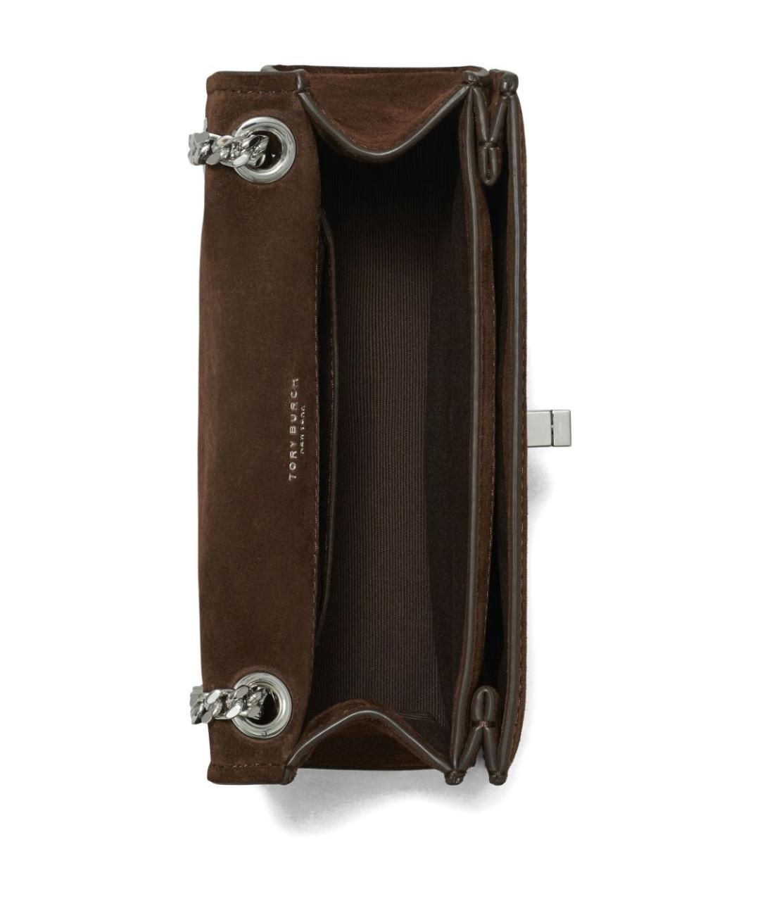 TORY BURCH Коричневая замшевая сумка через плечо, фото 5