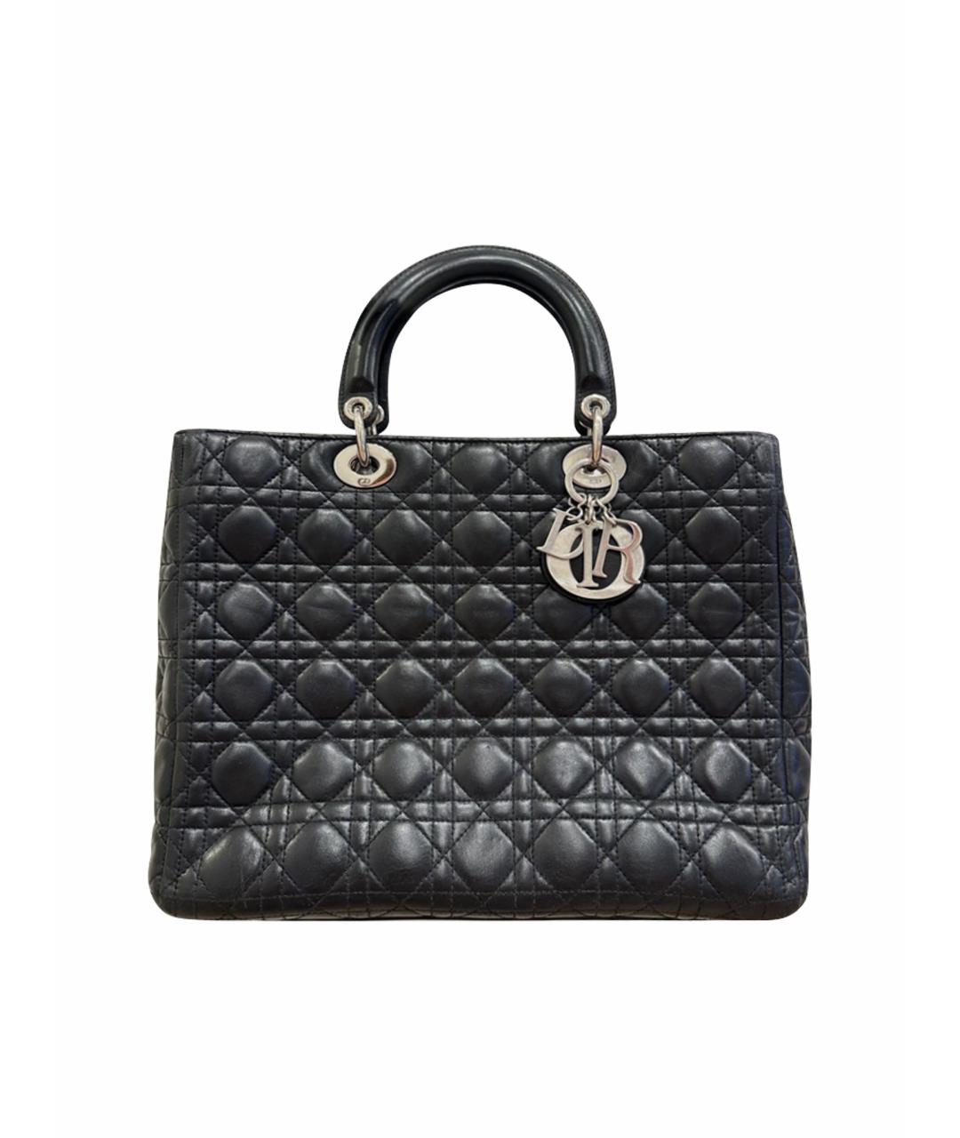 CHRISTIAN DIOR Черная кожаная сумка тоут, фото 1