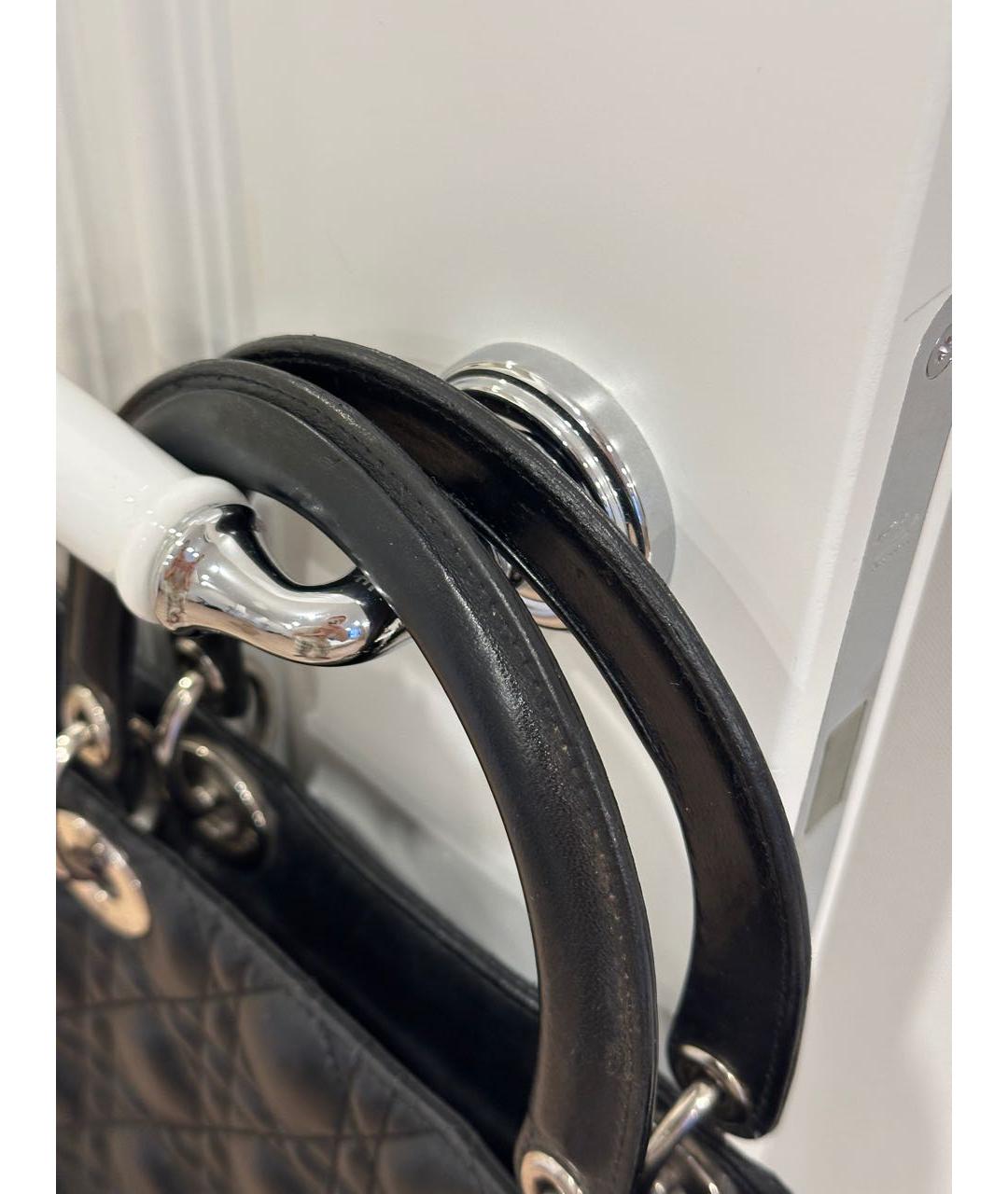 CHRISTIAN DIOR Черная кожаная сумка тоут, фото 3