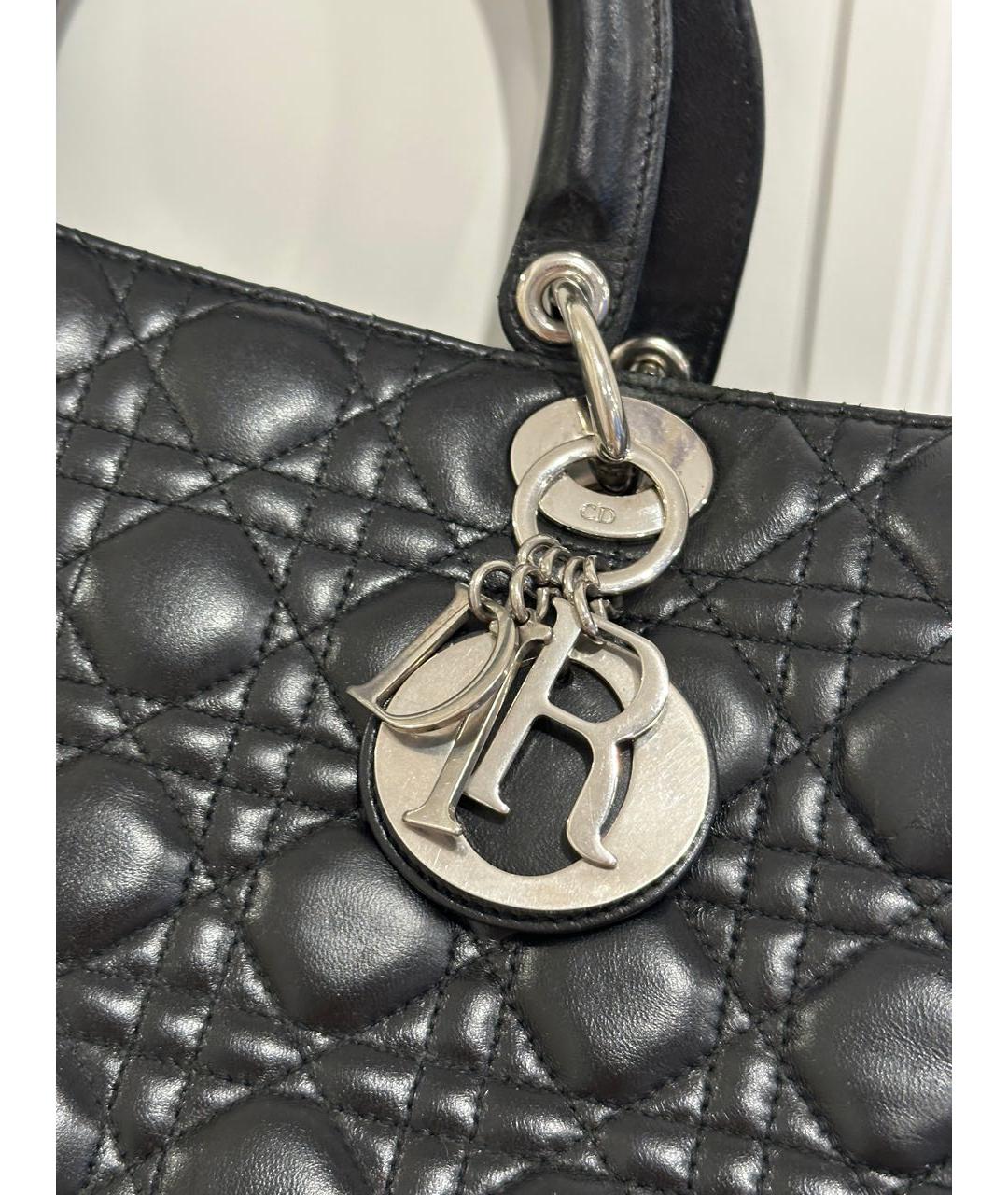 CHRISTIAN DIOR Черная кожаная сумка тоут, фото 4