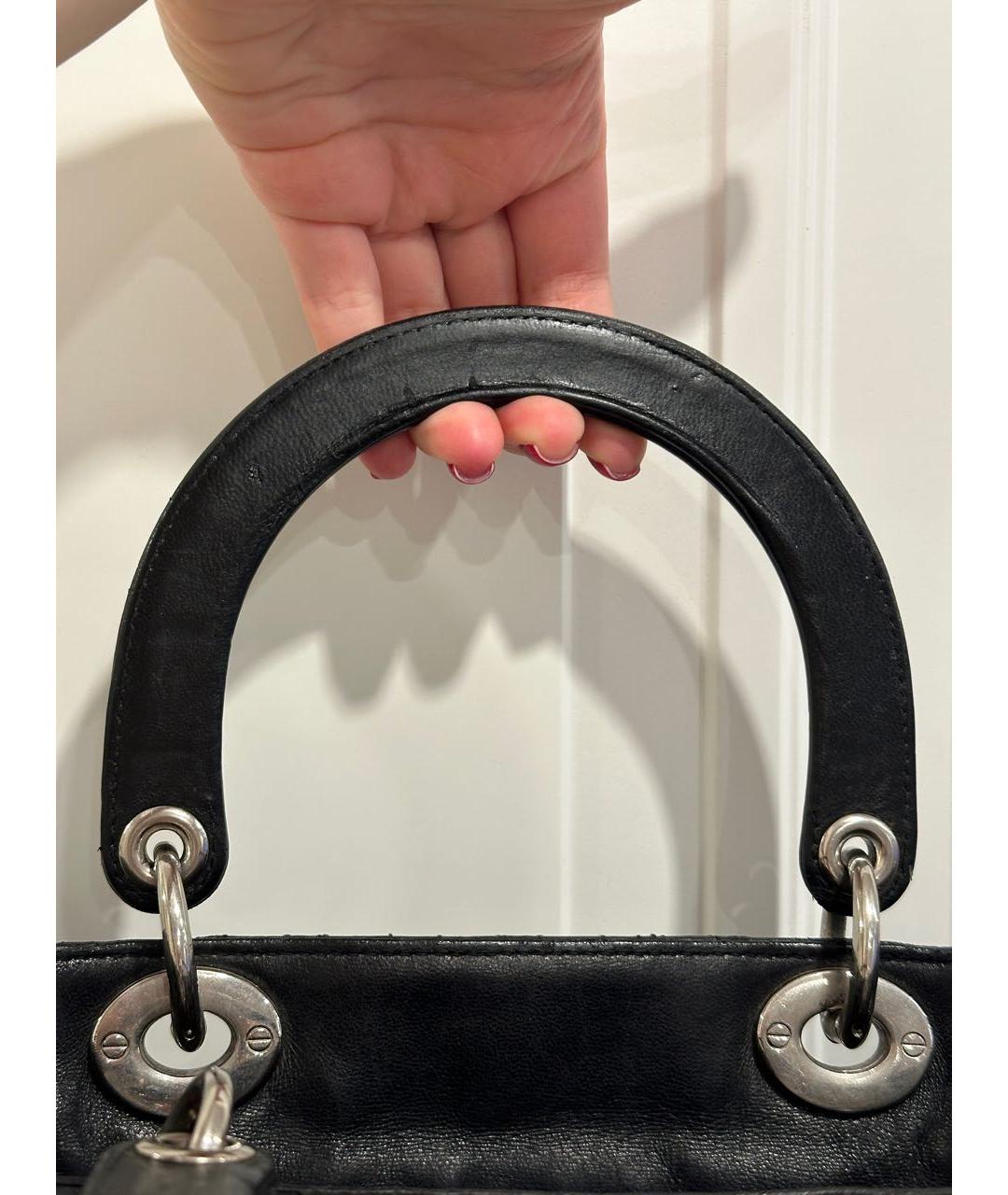 CHRISTIAN DIOR Черная кожаная сумка тоут, фото 6