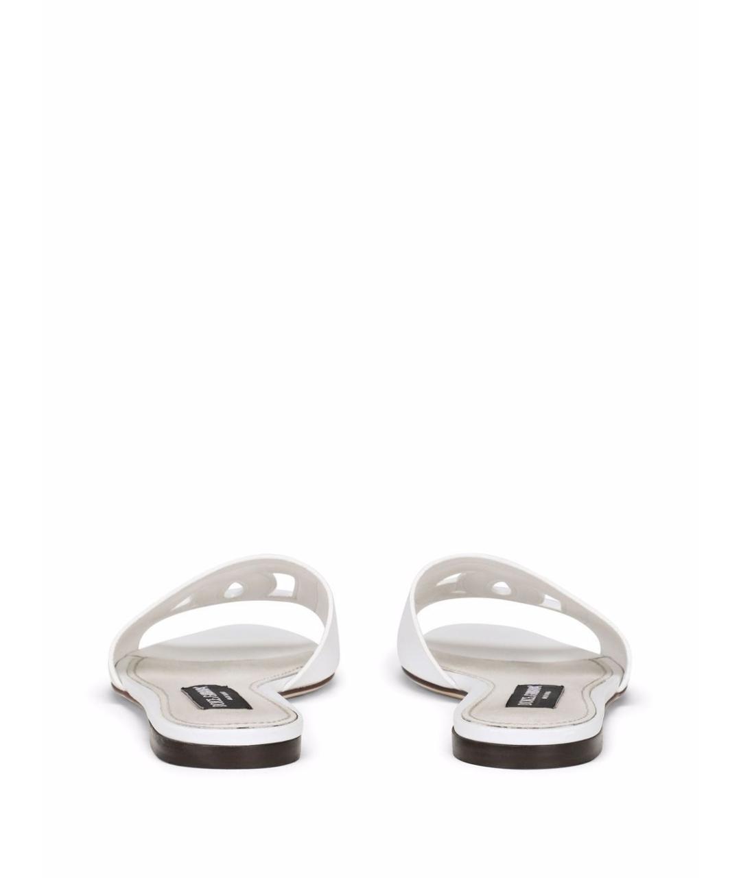 DOLCE&GABBANA Белые кожаные шлепанцы, фото 3