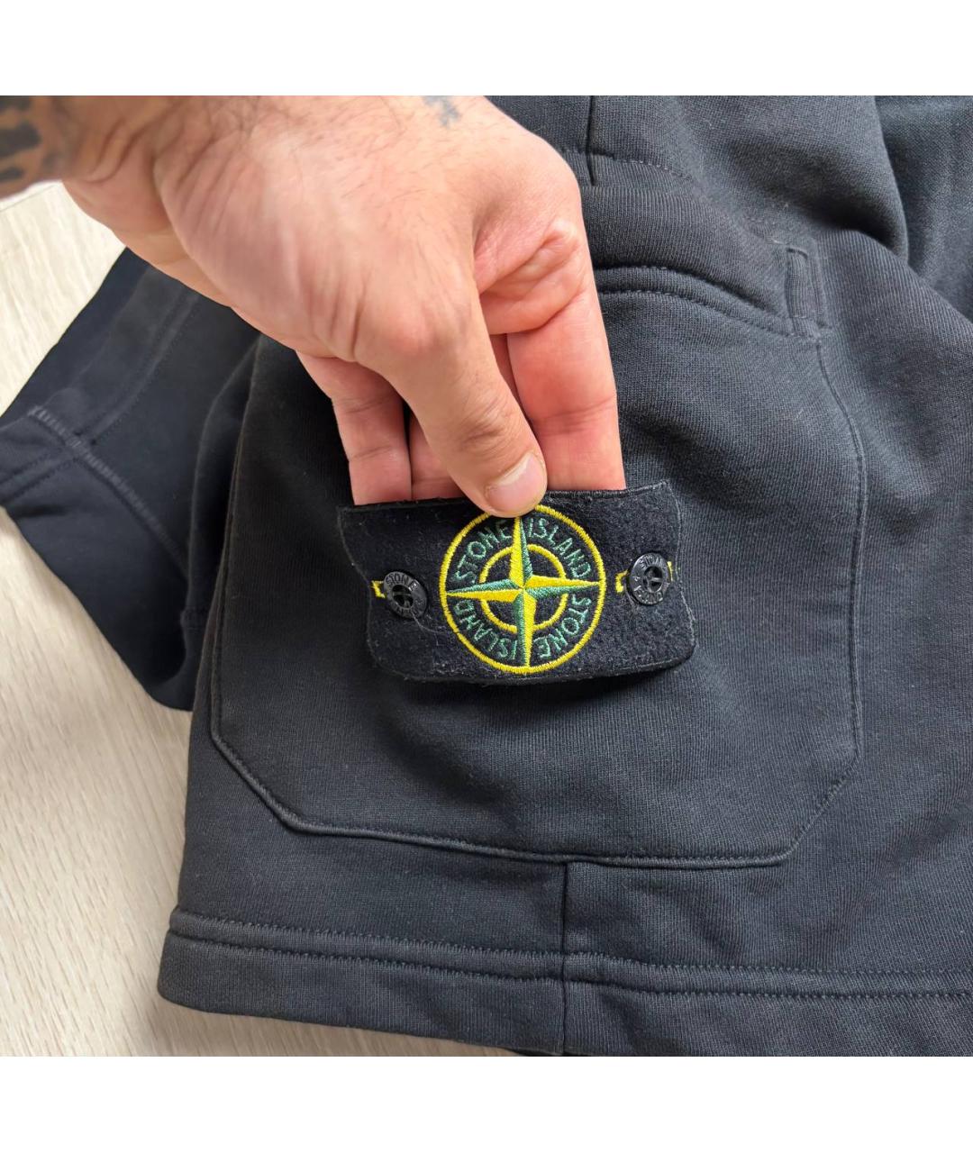 STONE ISLAND Черные хлопковые шорты, фото 4