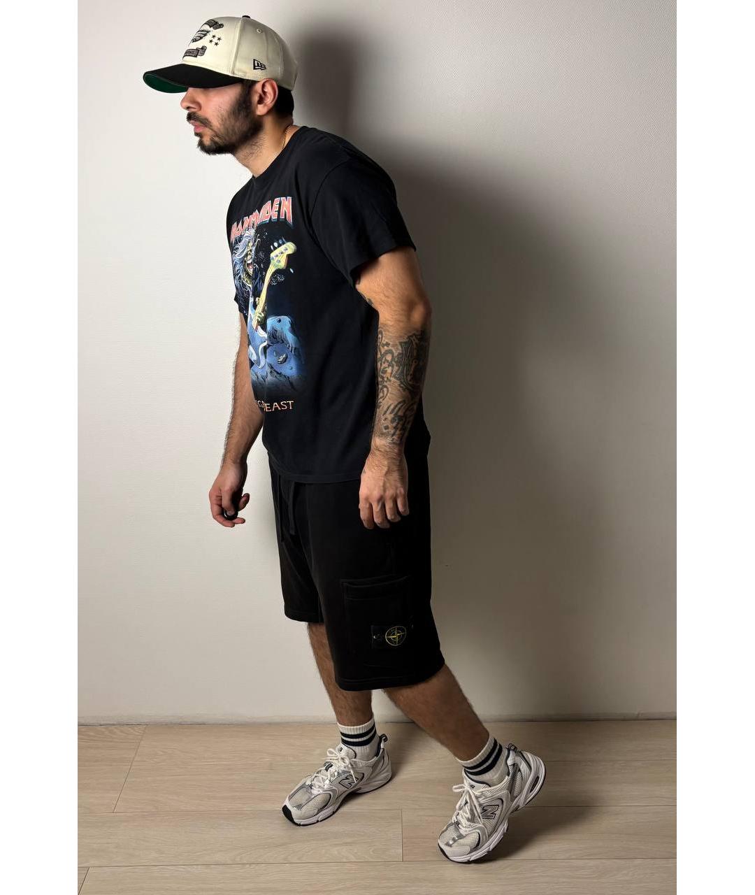 STONE ISLAND Черные хлопковые шорты, фото 7