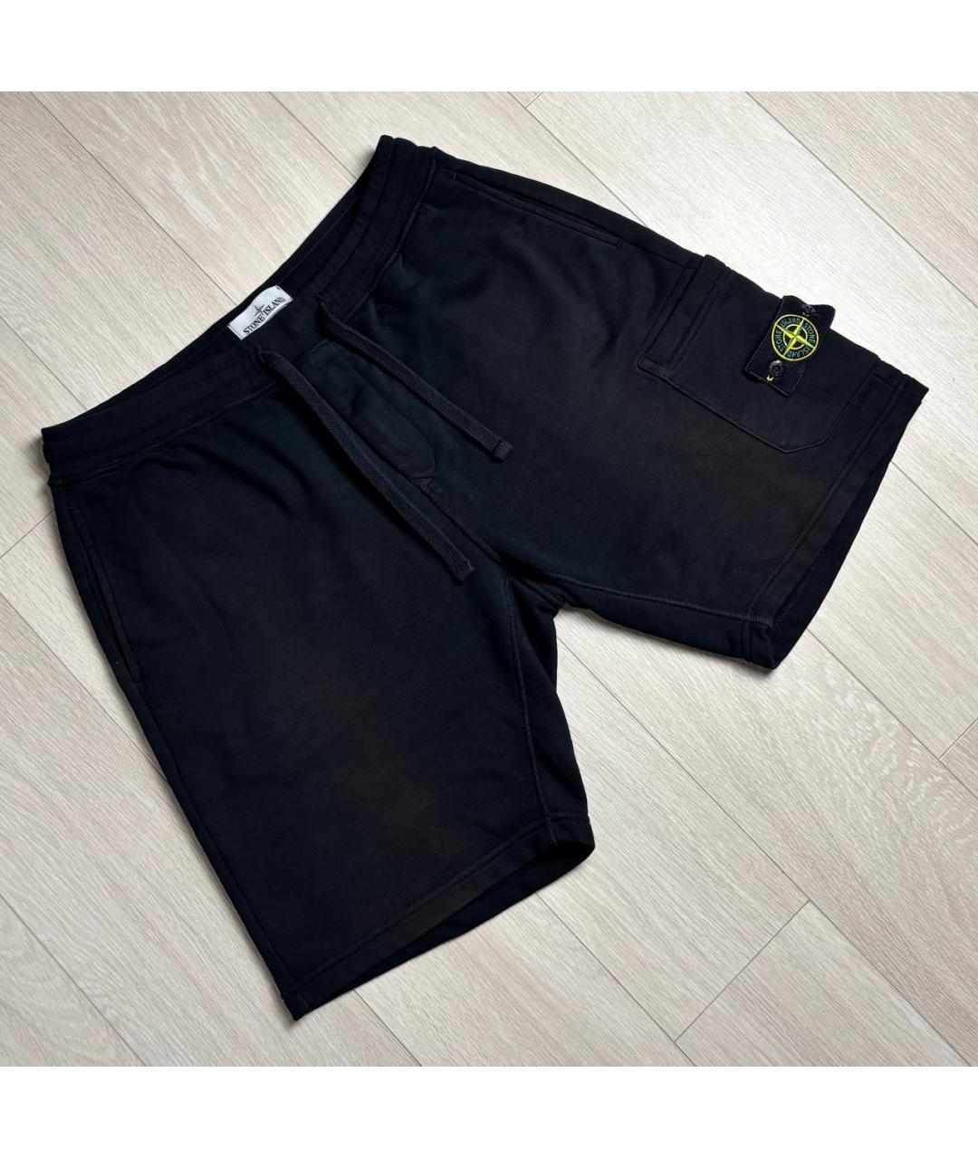 STONE ISLAND Черные хлопковые шорты, фото 2
