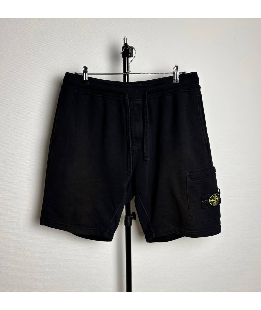 STONE ISLAND Черные хлопковые шорты, фото 10