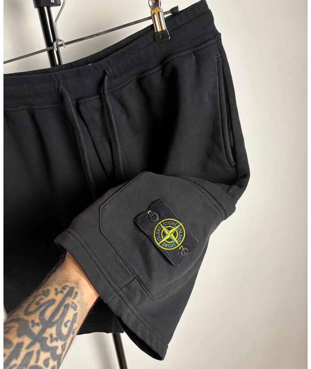 STONE ISLAND Черные хлопковые шорты, фото 3