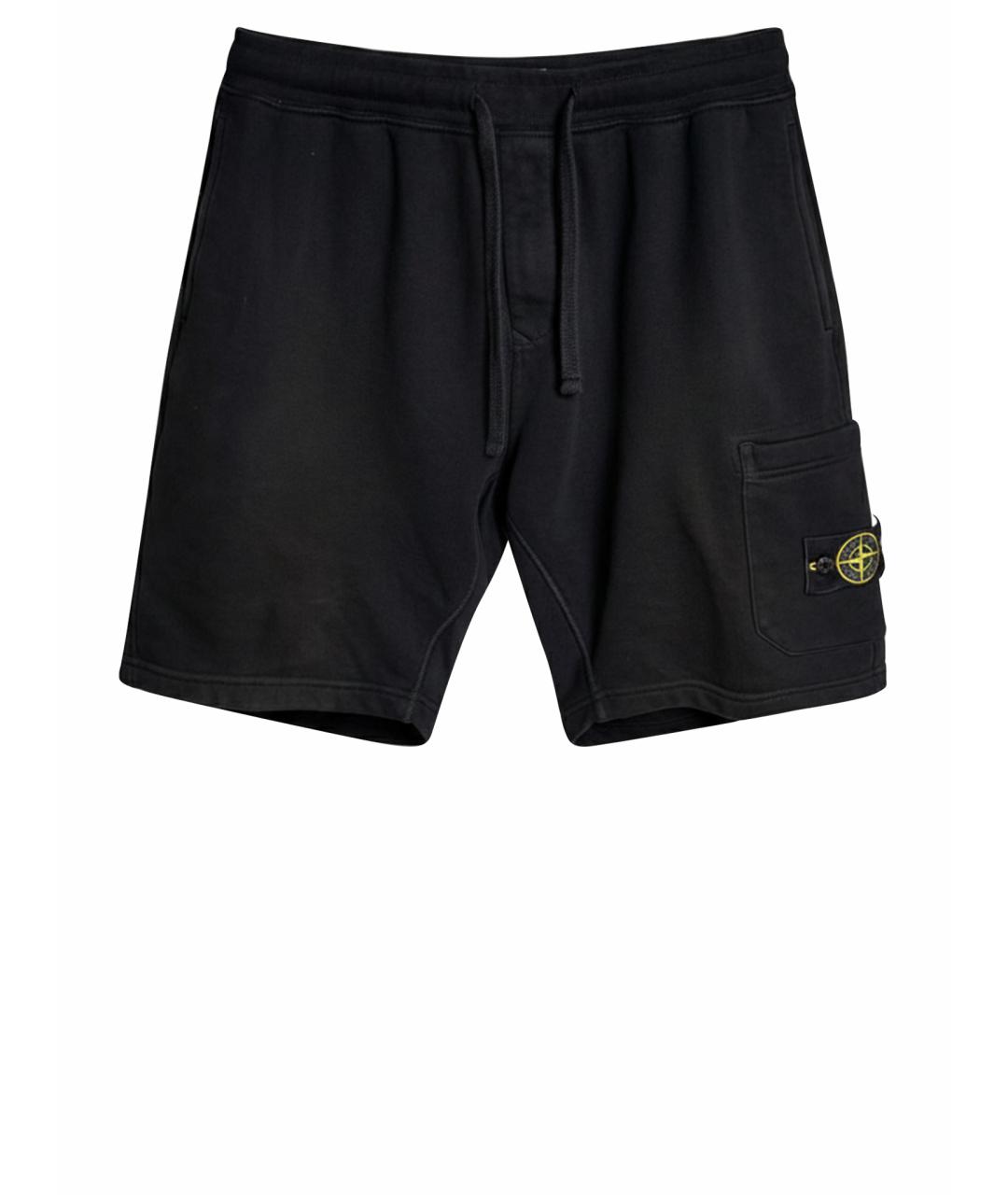 STONE ISLAND Черные хлопковые шорты, фото 1