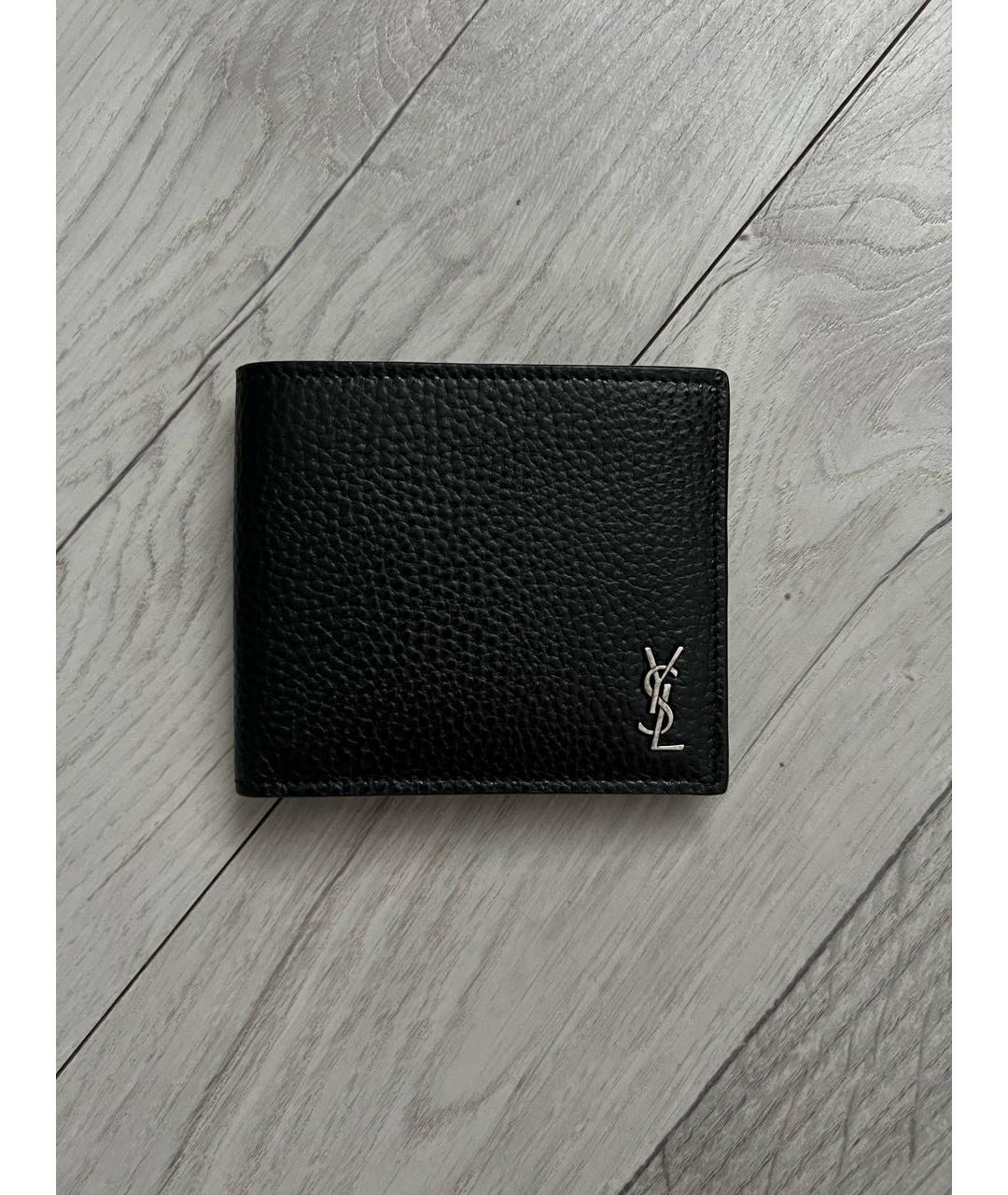 SAINT LAURENT Черный кожаный кошелек, фото 2