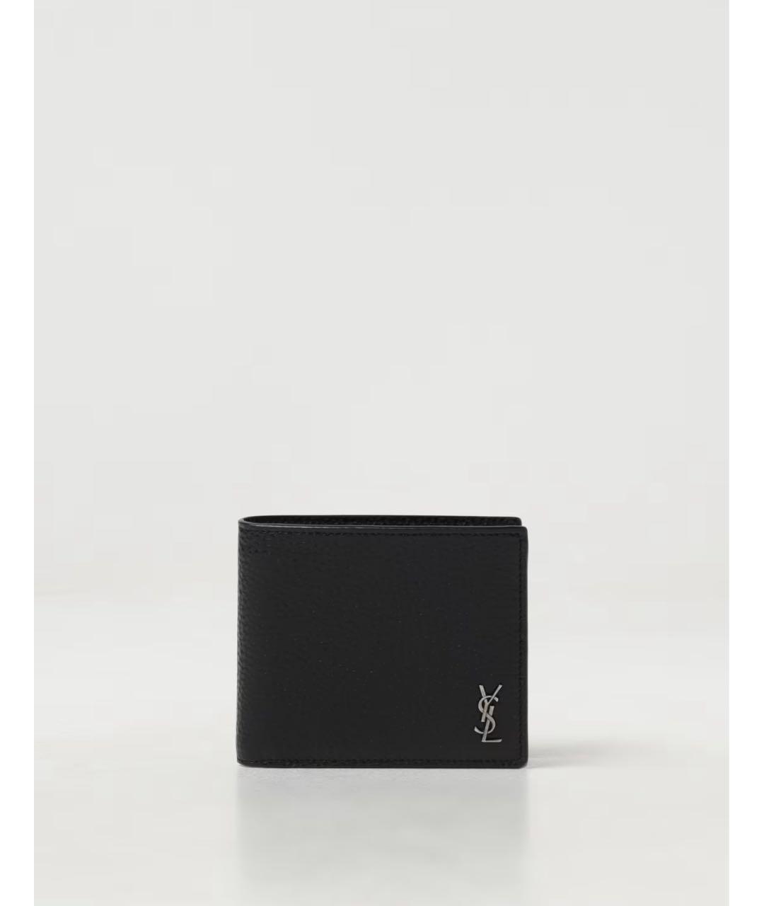 SAINT LAURENT Черный кожаный кошелек, фото 5