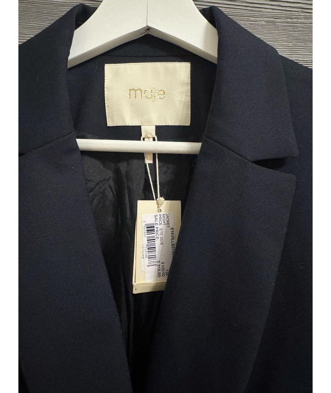MAJE Темно-синий полиэстеровый жакет/пиджак, фото 5