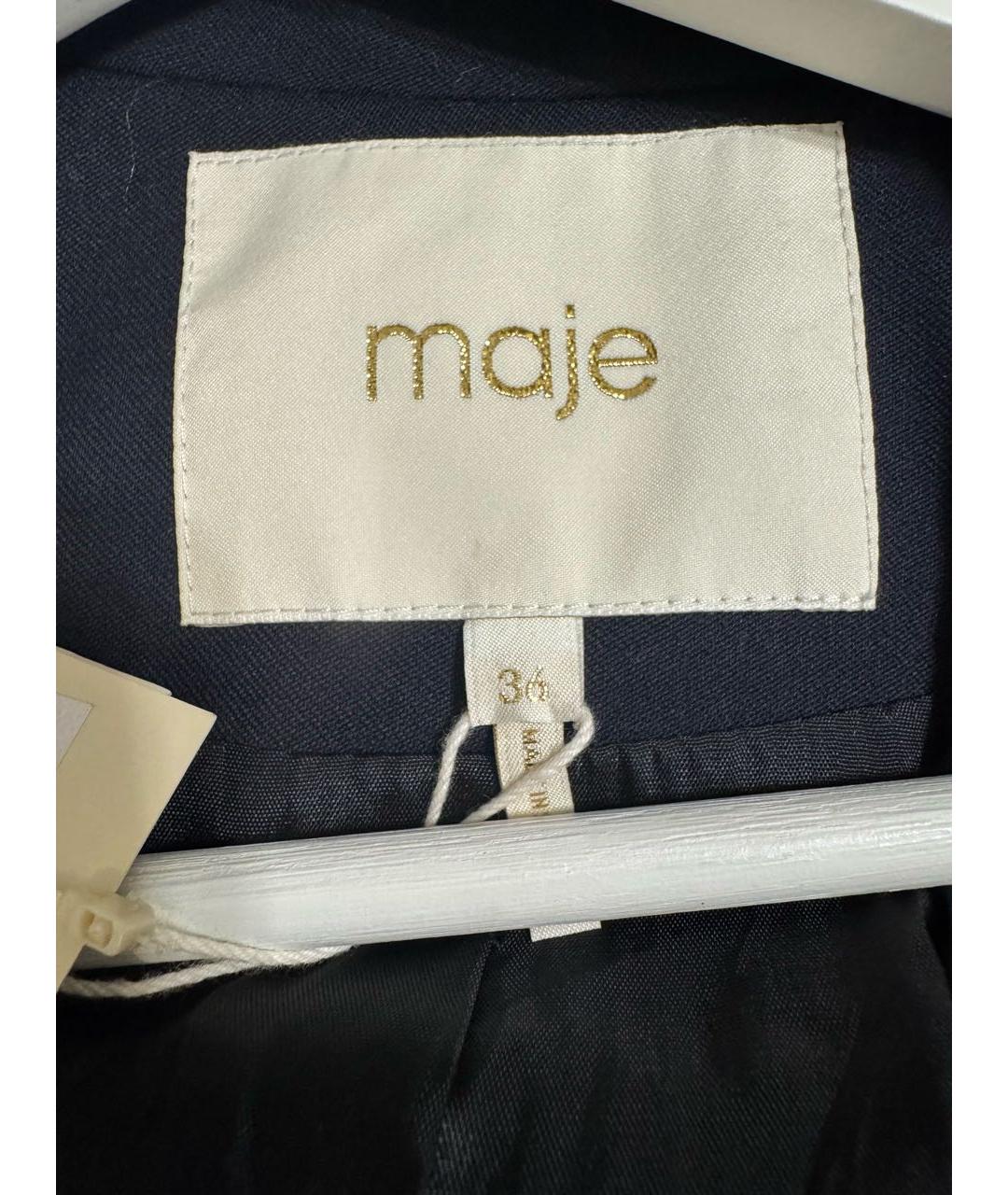 MAJE Темно-синий полиэстеровый жакет/пиджак, фото 4