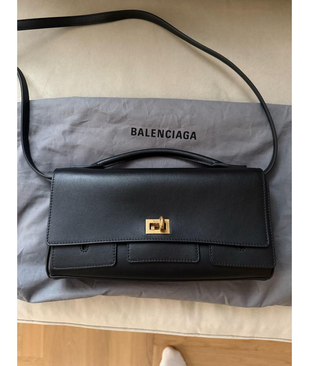 BALENCIAGA Черная кожаная сумка через плечо, фото 2