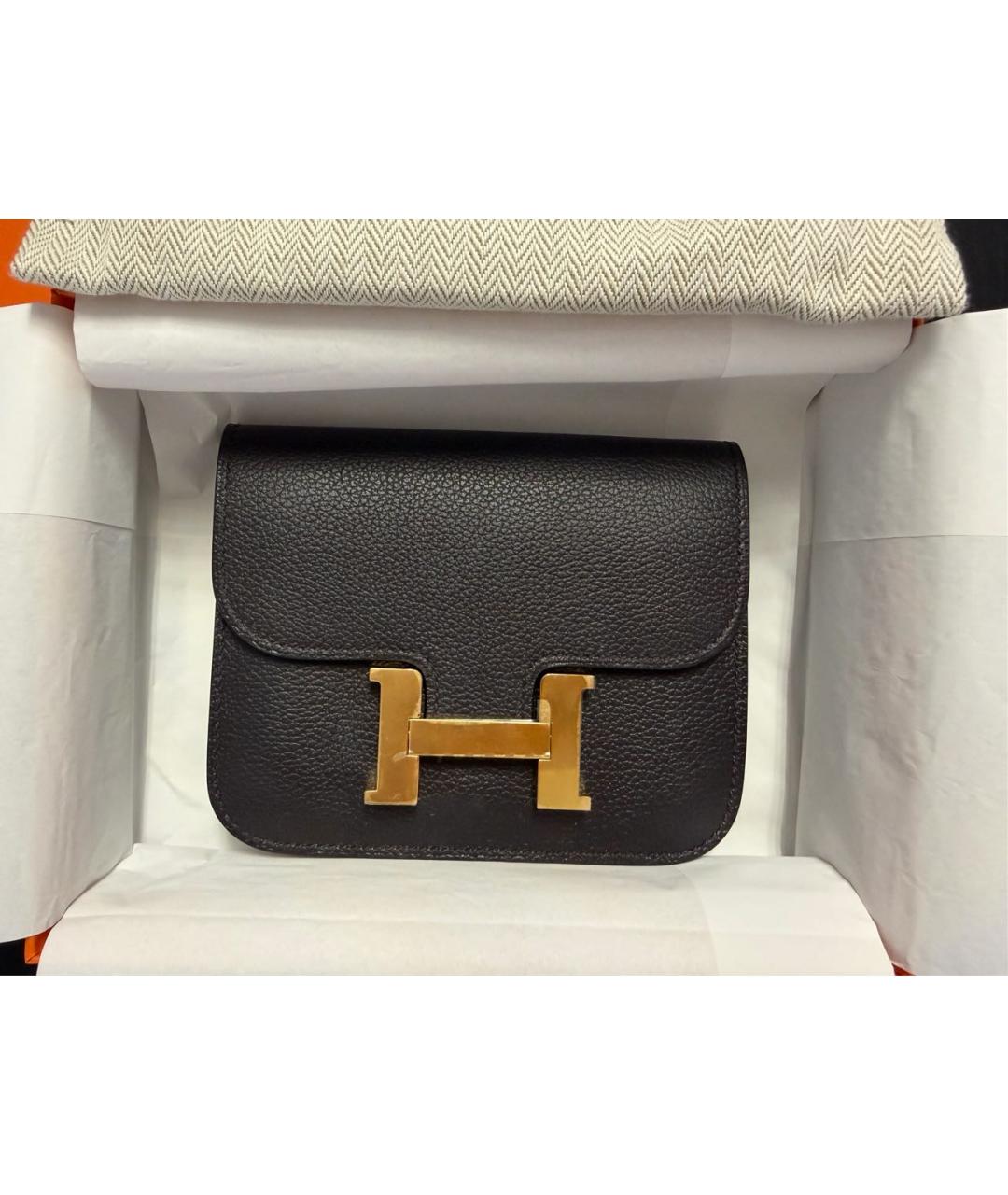HERMES Черный кожаный кошелек, фото 7