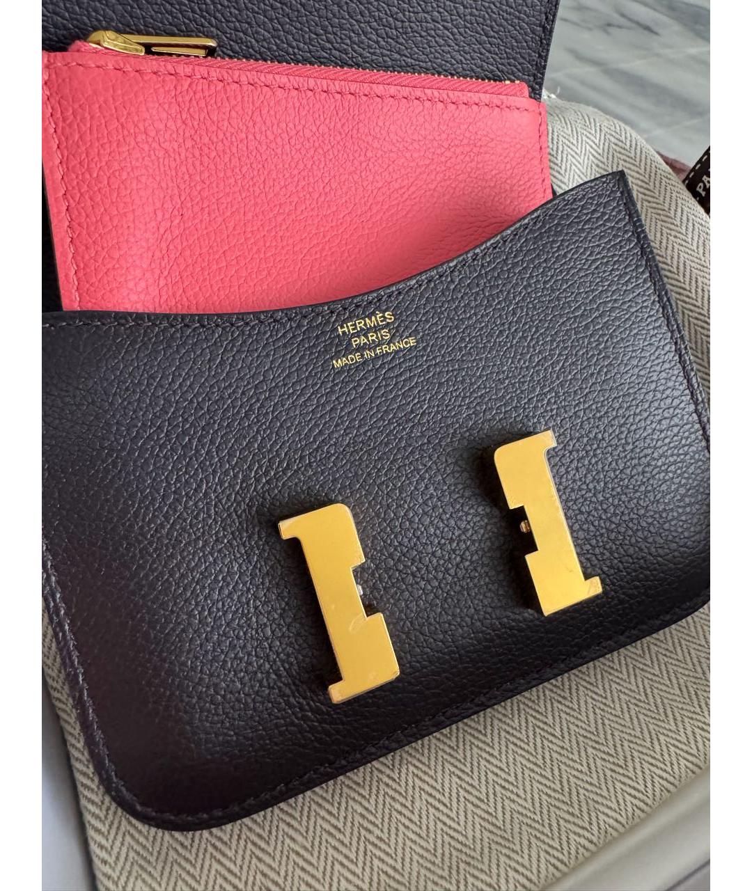 HERMES Черный кожаный кошелек, фото 5