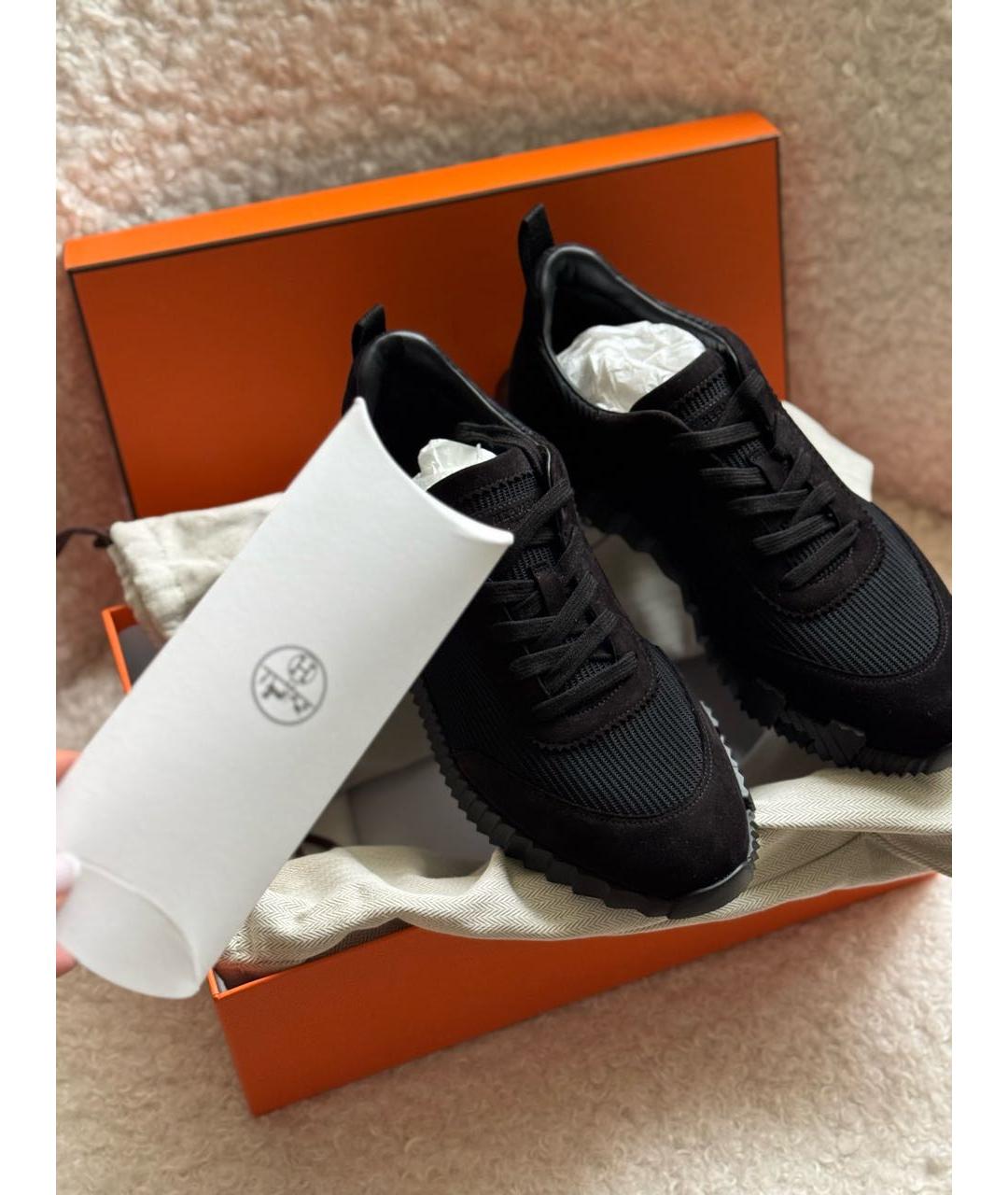 HERMES Черные текстильные низкие кроссовки / кеды, фото 4