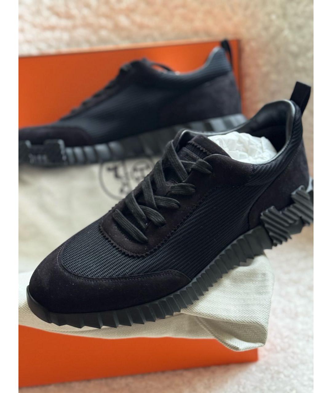 HERMES Черные текстильные низкие кроссовки / кеды, фото 5