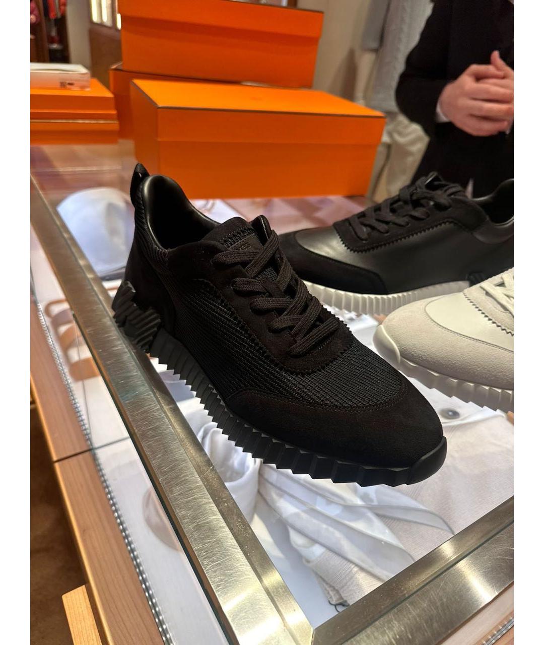 HERMES Черные текстильные низкие кроссовки / кеды, фото 3