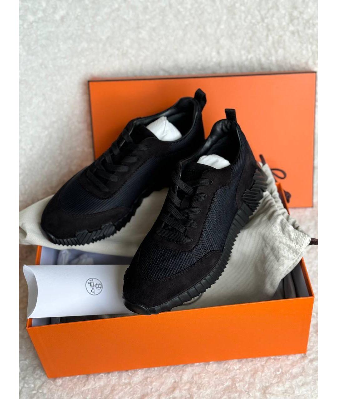 HERMES Черные текстильные низкие кроссовки / кеды, фото 2