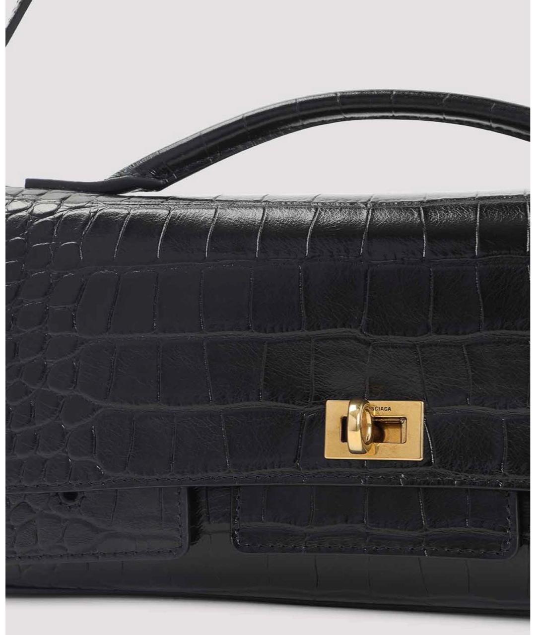 BALENCIAGA Черная кожаная сумка через плечо, фото 4