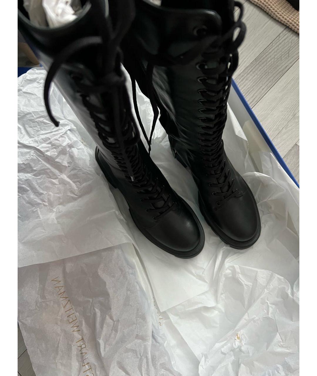 STUART WEITZMAN Черные кожаные сапоги, фото 4