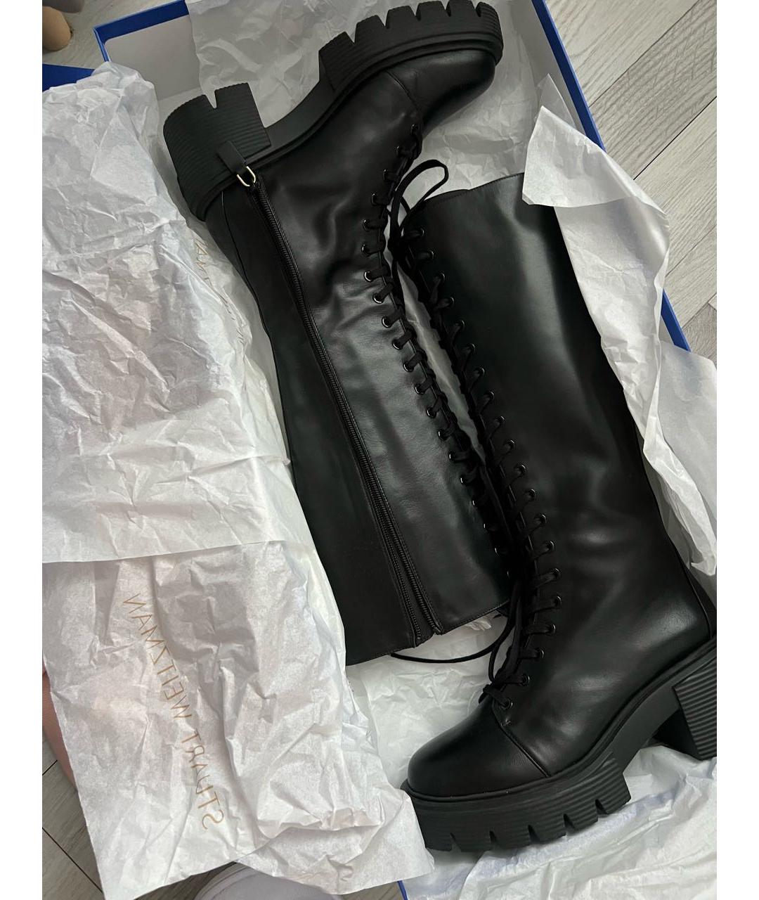 STUART WEITZMAN Черные кожаные сапоги, фото 2