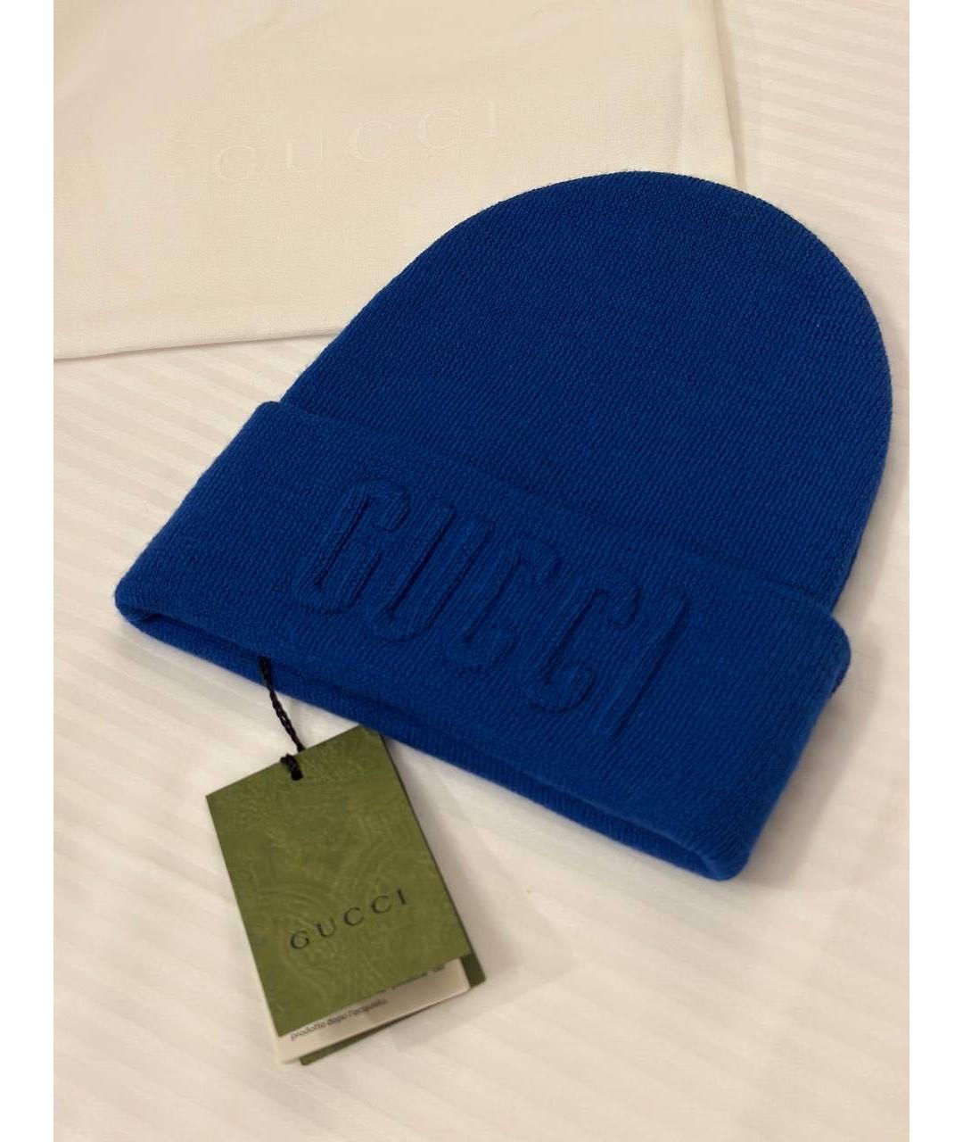 GUCCI Синяя шерстяная шапка, фото 2