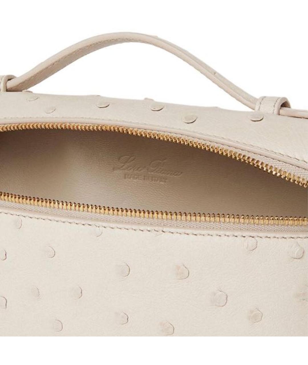 LORO PIANA Белая сумка с короткими ручками из экзотической кожи, фото 3