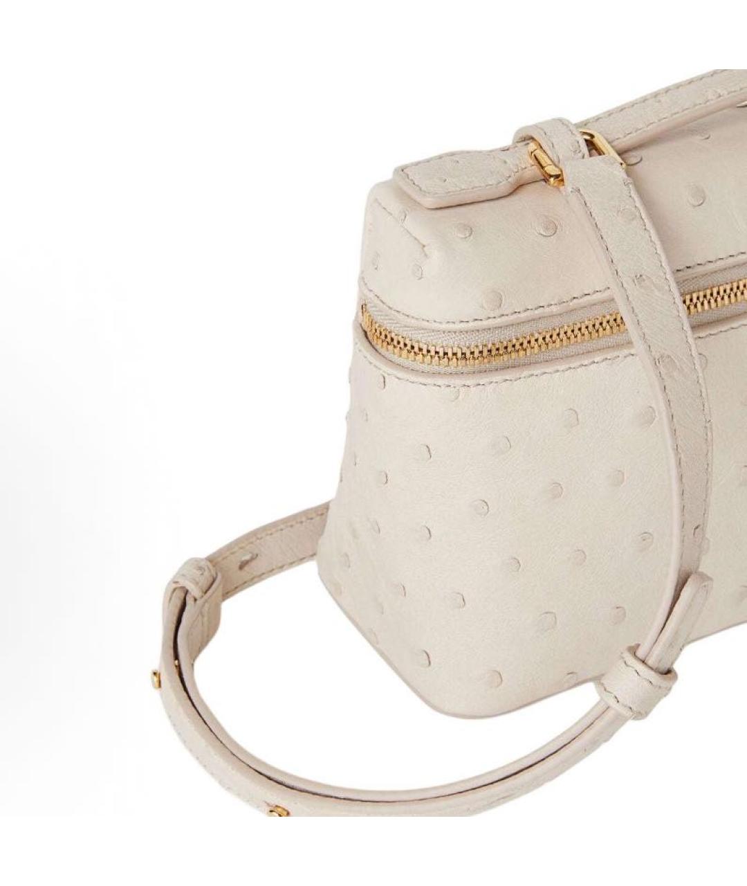 LORO PIANA Белая сумка с короткими ручками из экзотической кожи, фото 4