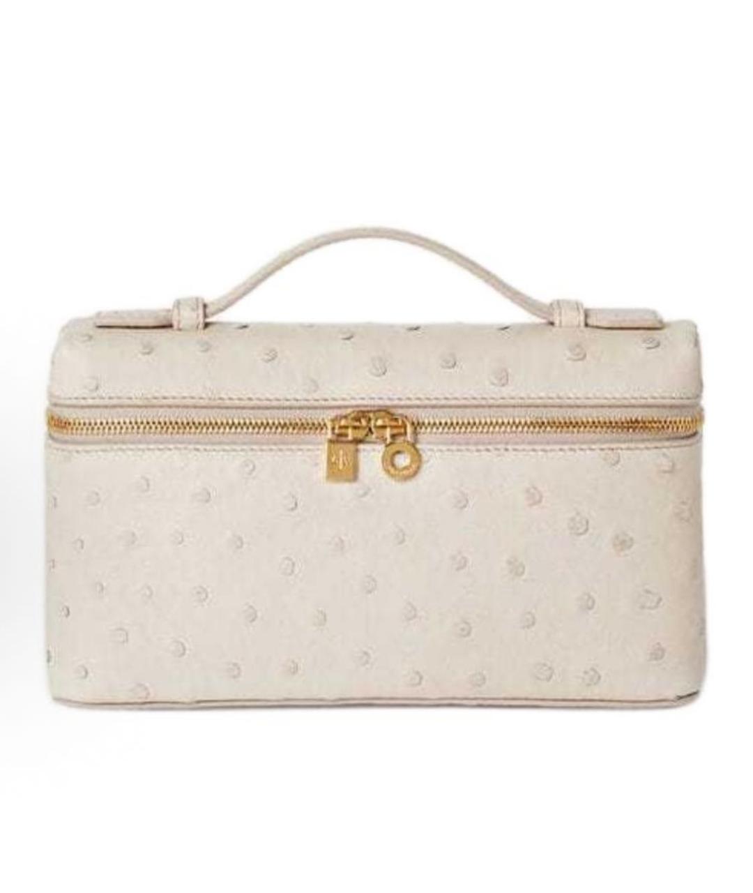 LORO PIANA Белая сумка с короткими ручками из экзотической кожи, фото 9