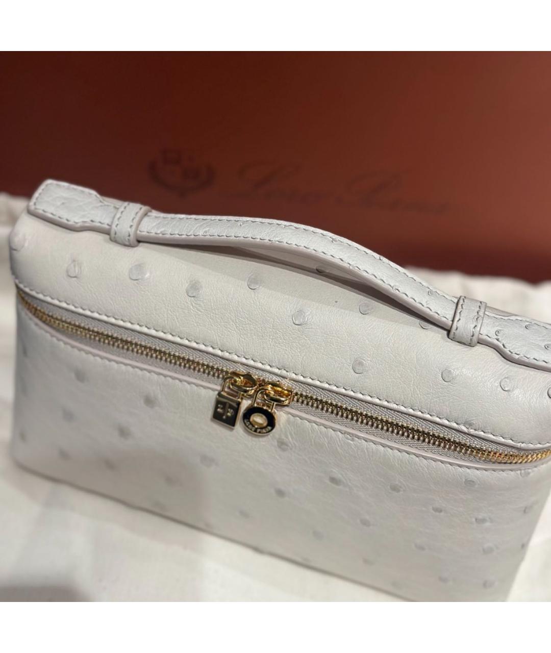 LORO PIANA Белая сумка с короткими ручками из экзотической кожи, фото 7