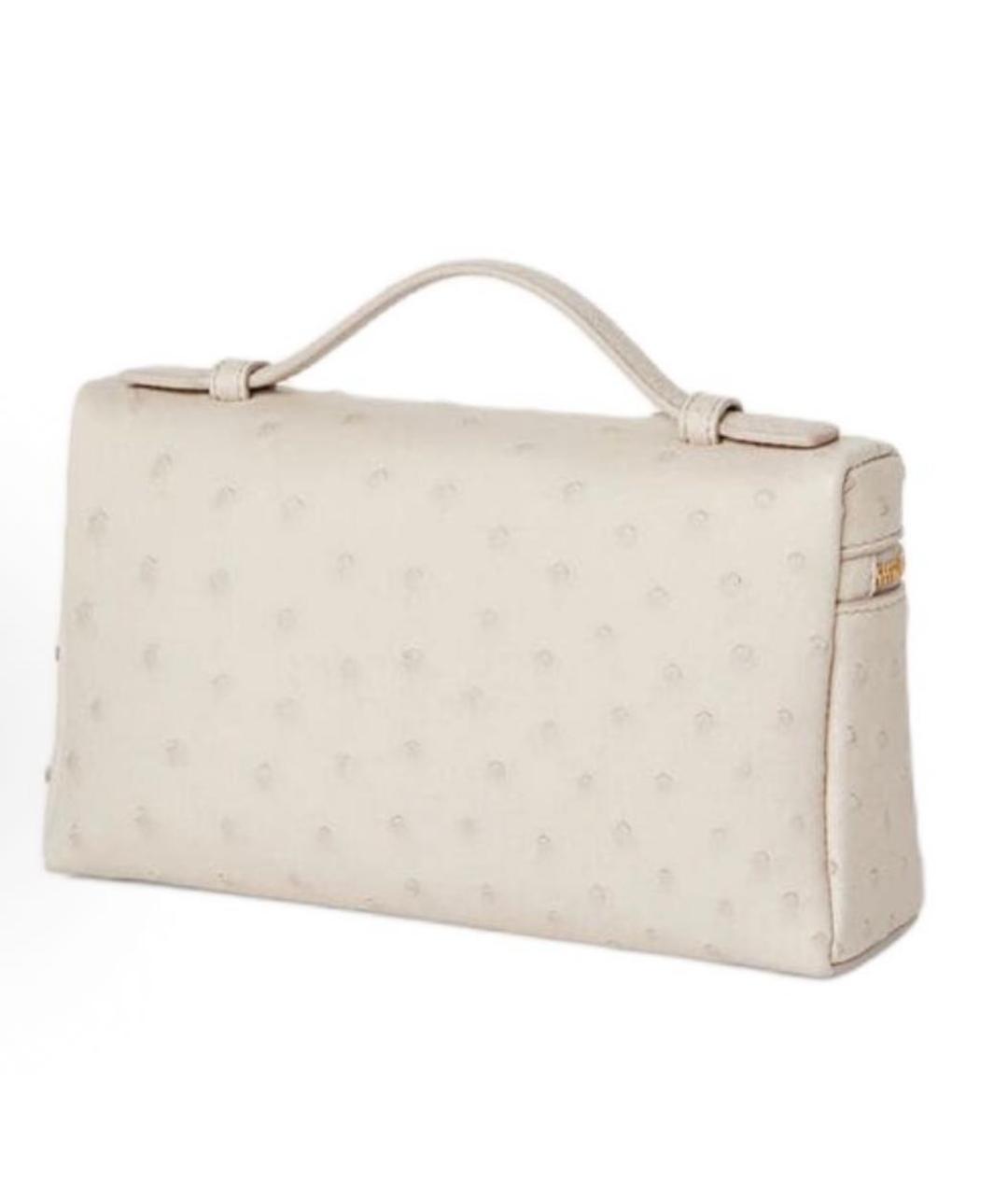 LORO PIANA Белая сумка с короткими ручками из экзотической кожи, фото 2