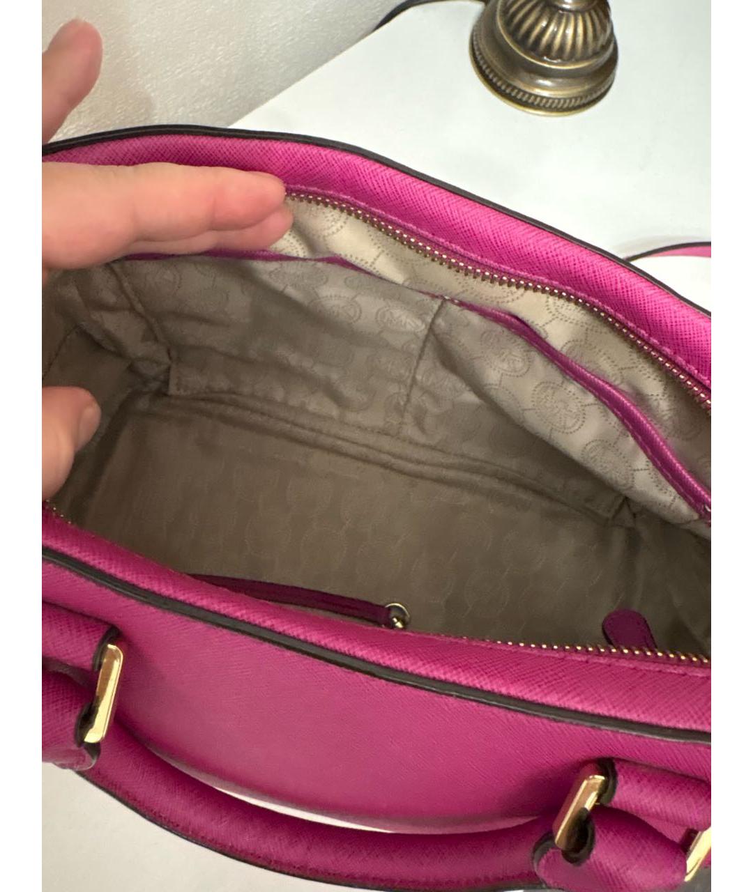 MICHAEL KORS Розовая кожаная сумка с короткими ручками, фото 5
