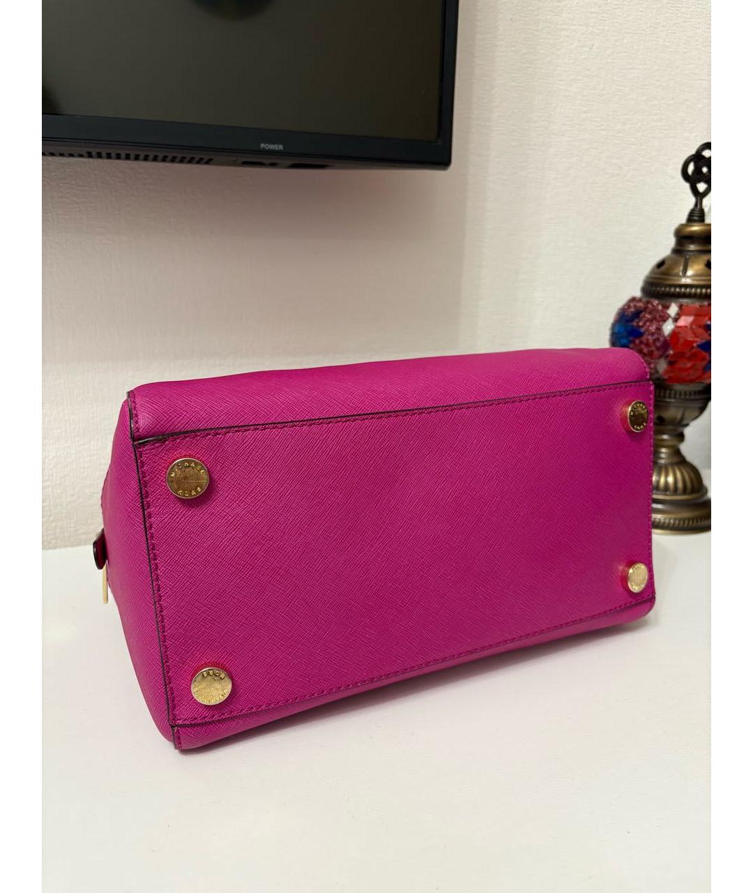 MICHAEL KORS Розовая кожаная сумка с короткими ручками, фото 7