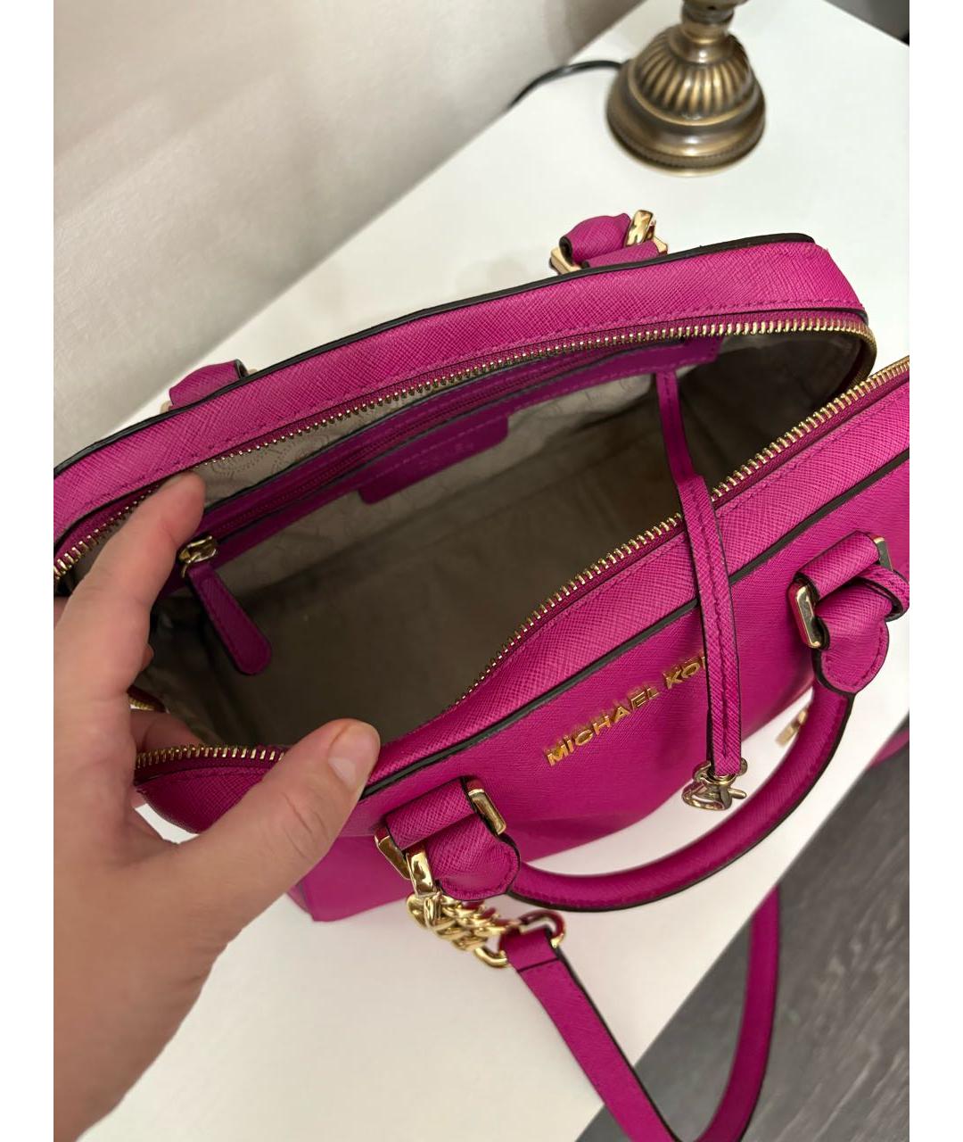 MICHAEL KORS Розовая кожаная сумка с короткими ручками, фото 4