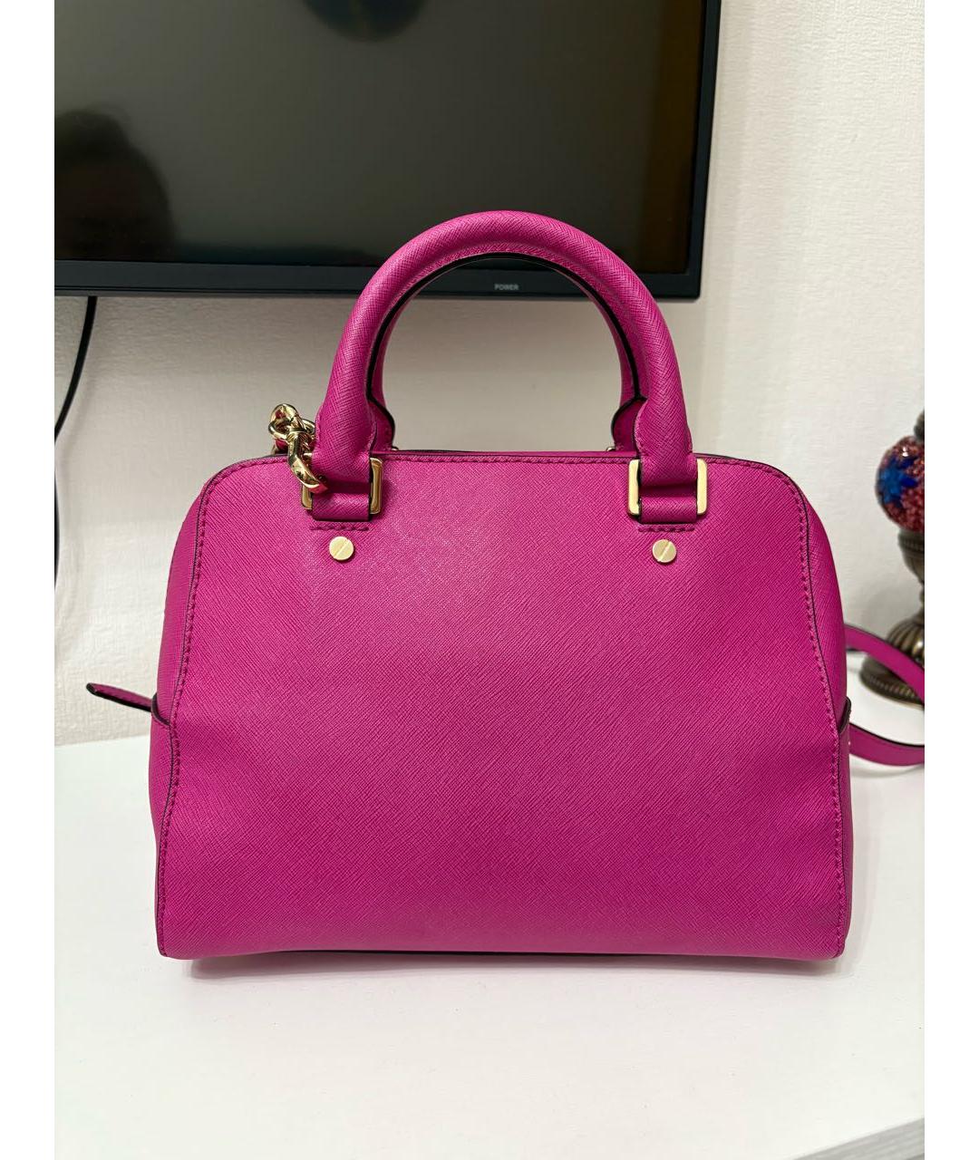 MICHAEL KORS Розовая кожаная сумка с короткими ручками, фото 3