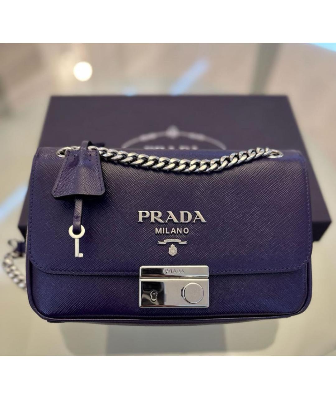 PRADA Фиолетовая кожаная сумка через плечо, фото 7