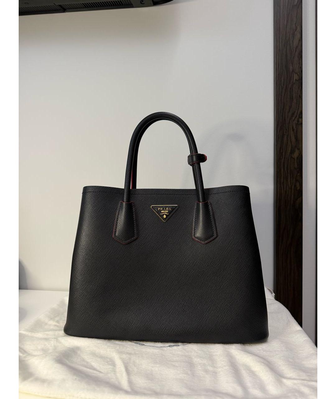 PRADA Черная кожаная сумка тоут, фото 5