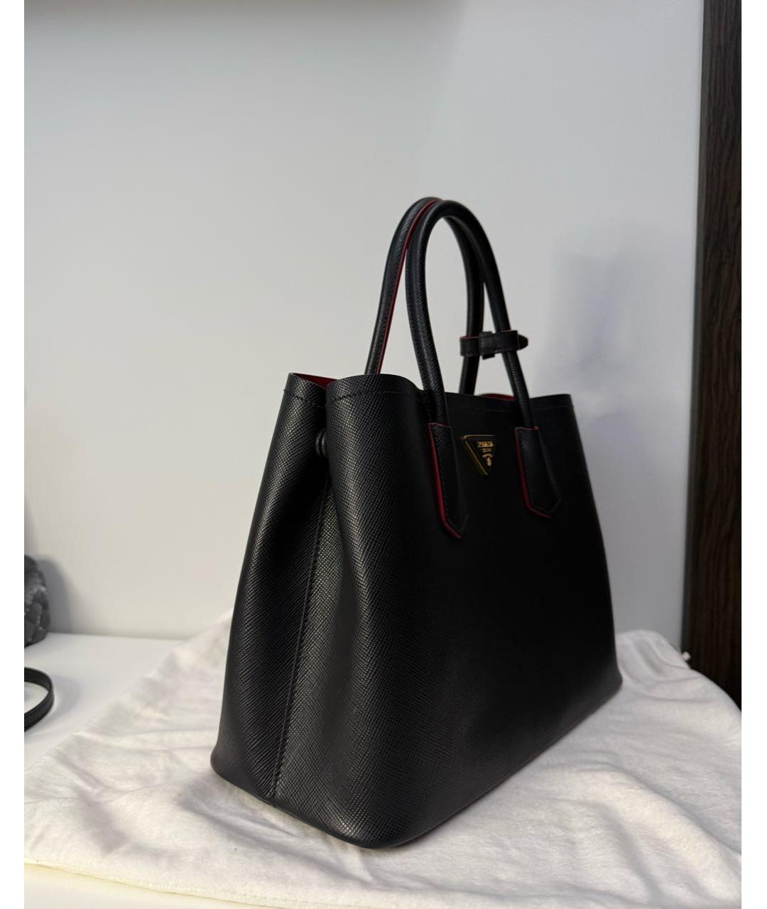 PRADA Черная кожаная сумка тоут, фото 7