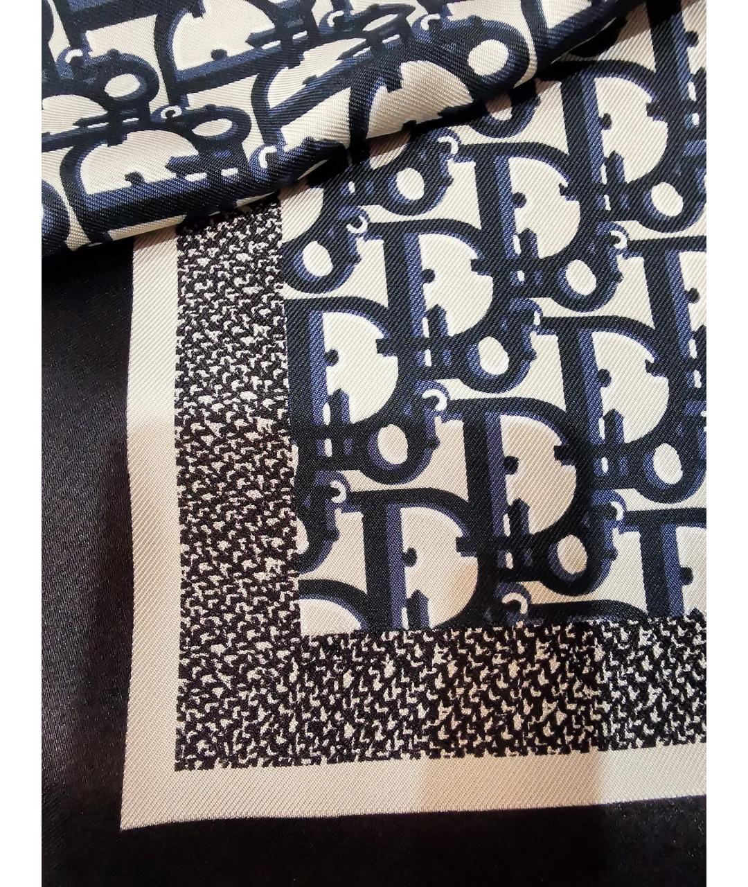 CHRISTIAN DIOR Темно-синий шелковый платок, фото 3