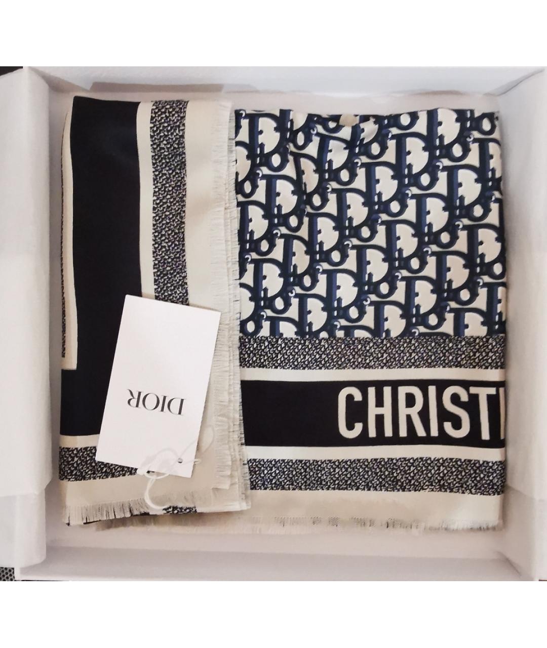 CHRISTIAN DIOR Темно-синий шелковый платок, фото 8