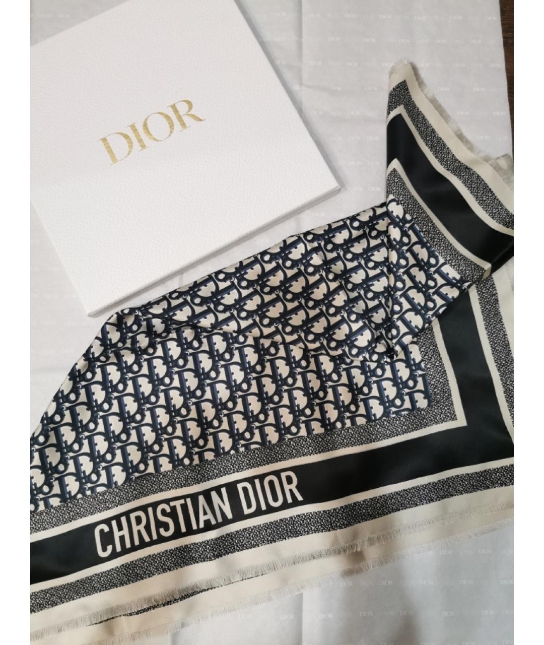 CHRISTIAN DIOR Темно-синий шелковый платок, фото 6