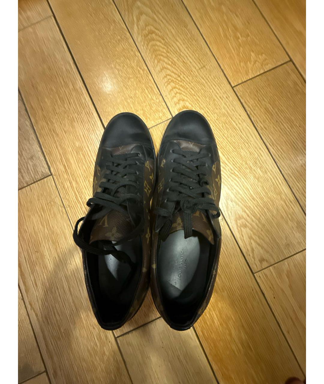 LOUIS VUITTON Коричневые кожаные низкие кроссовки / кеды, фото 3