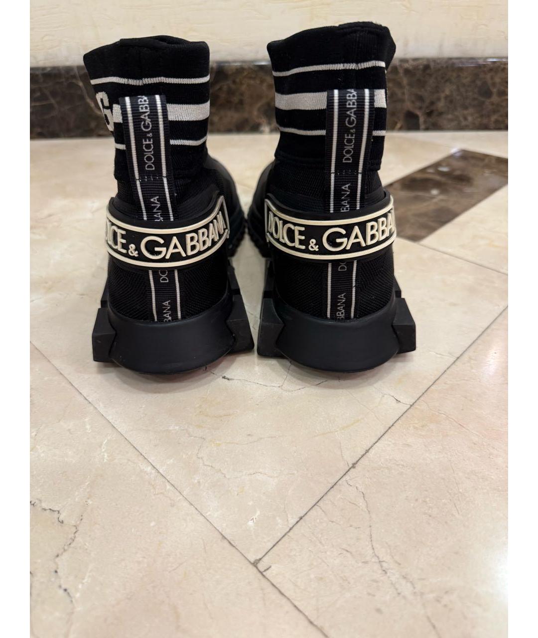 DOLCE&GABBANA Черные текстильные высокие кроссовки / кеды, фото 4