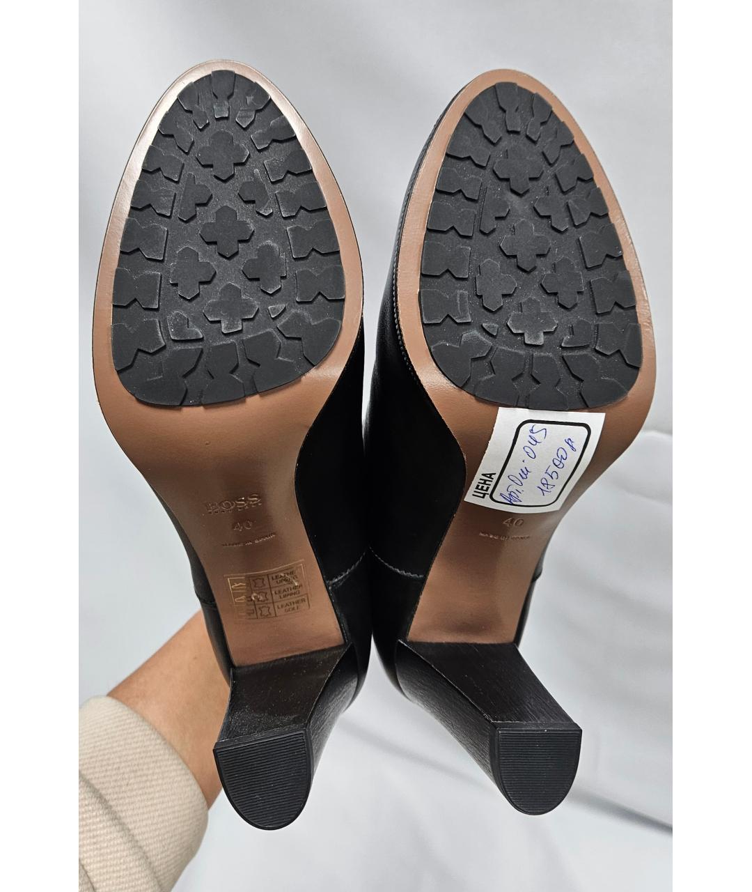 HUGO BOSS Черные кожаные ботильоны, фото 5