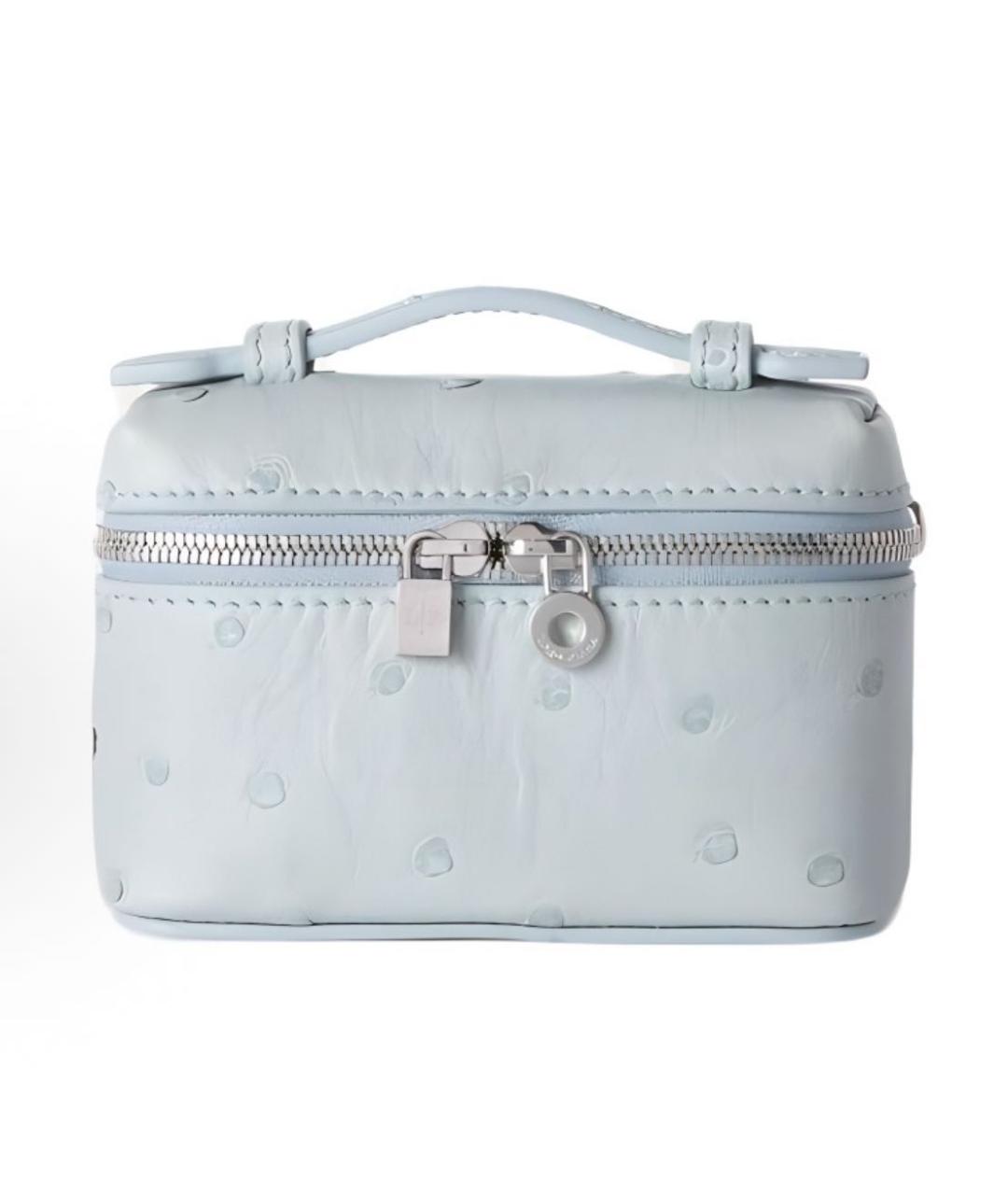 LORO PIANA Голубая сумка с короткими ручками из экзотической кожи, фото 7