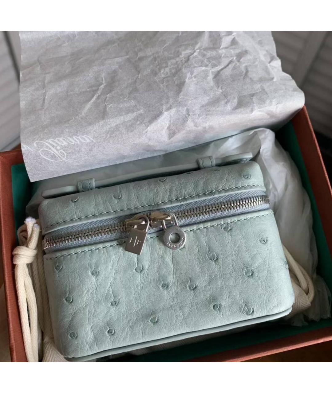 LORO PIANA Голубая сумка с короткими ручками из экзотической кожи, фото 6